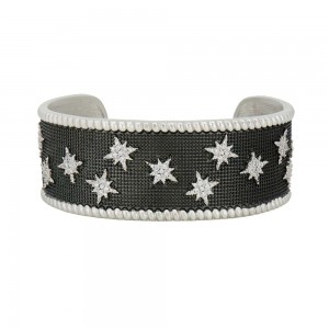Freida Rothman Sterling Silver Rhodium Cubic Zirconia Under the Brooklyn Stars Cuff