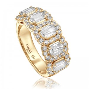 Christopher Design 14K White Gold Half Anniversary Band with 5 Crisscut Diamonds 1.21 Tcw E VS & 54 Round Diamonds 0.51 Tcw G Si1