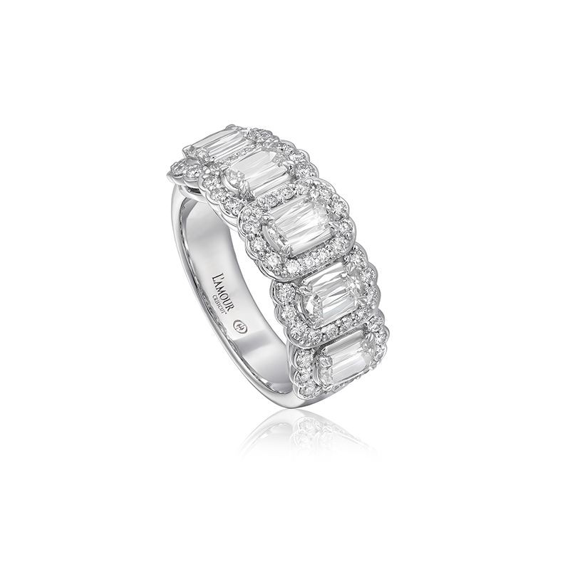 Christopher Designs 18K White Gold Diamond Anniversary Band with 5 Crisscut Diamonds 2.06 CTW E VS and 54 Round Diamonds 0.52 CTW G SI1