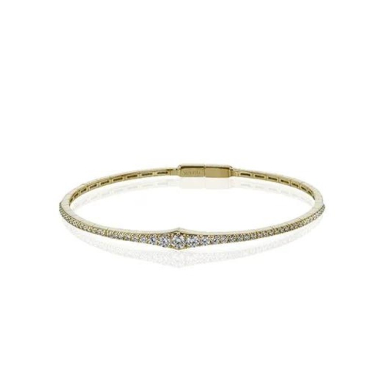 18K Yellow Gold Bangle with 53 Round Diamonds 0.84 Tcw G-H VS2-SI1