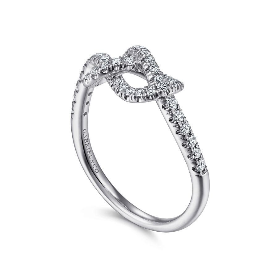 Gabriel & Co. 14k White Gold Lusso Twisted Diamond Knot Eternity Ring with 44 Round Diamonds 0.41 CTW G-H SI2