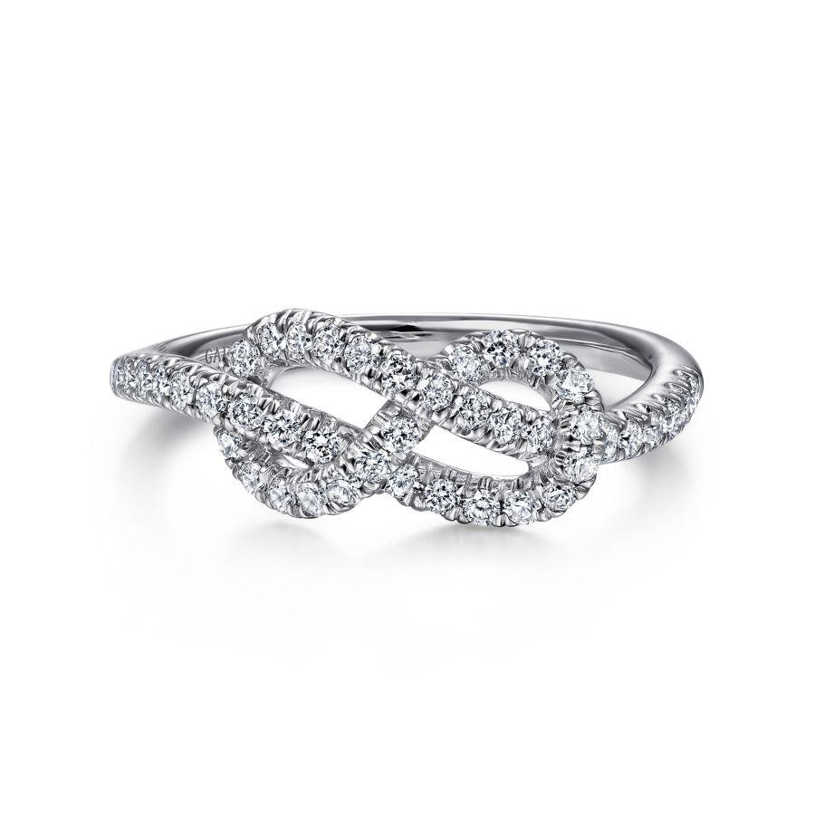 Gabriel & Co. 14k White Gold Lusso Twisted Diamond Knot Eternity Ring with 44 Round Diamonds 0.41 CTW G-H SI2
