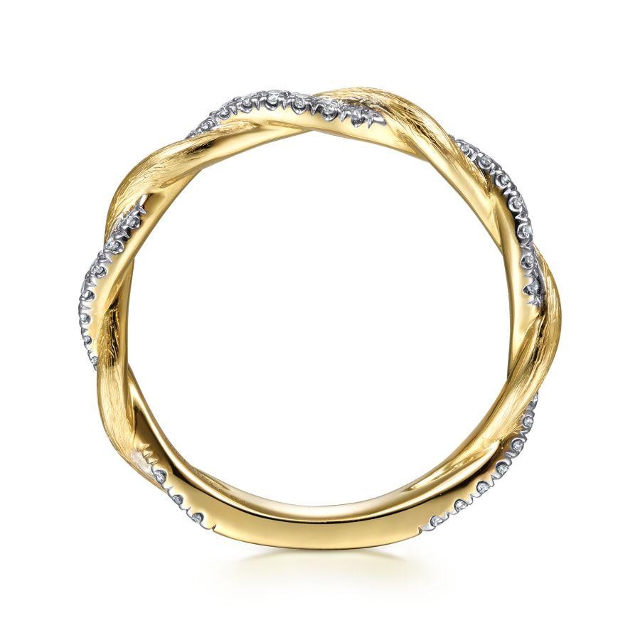Gabriel & Co. 14K Yellow Gold Stackable Twisted Diamond Ring