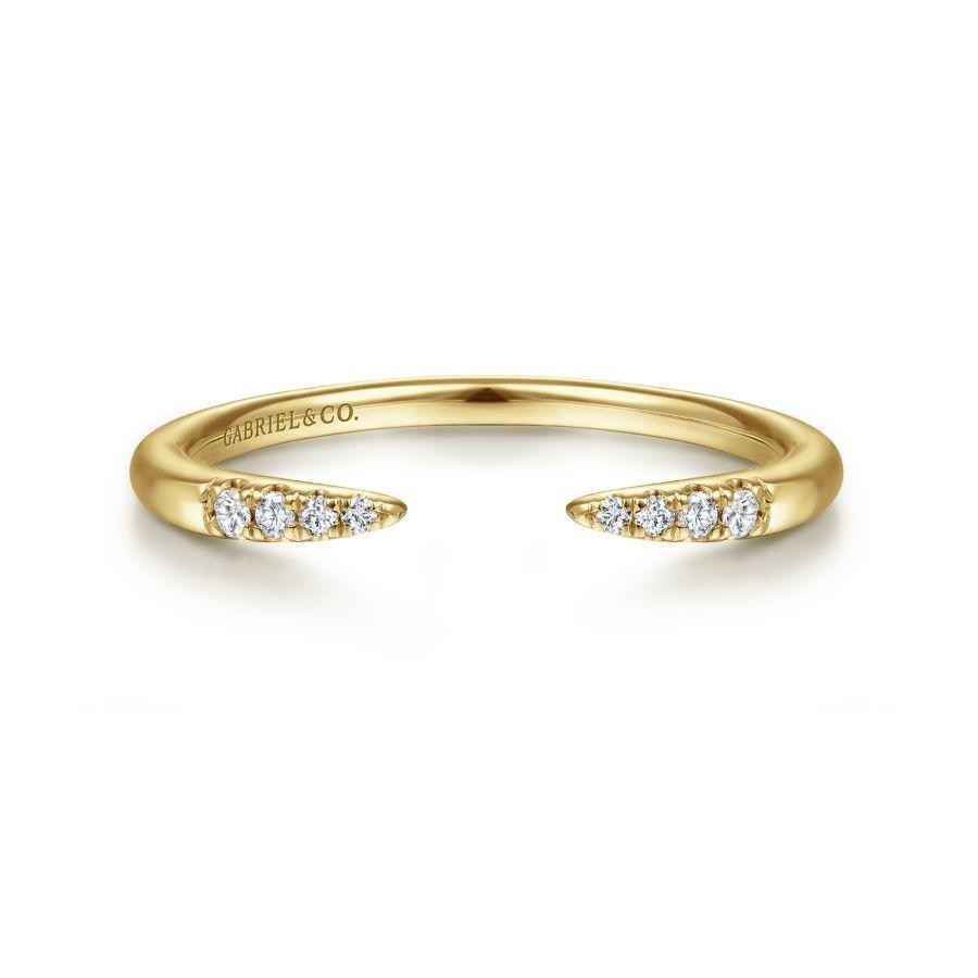 Gabriel & Co. 14K Yellow Gold Stackable Open Diamond Tipped Ring