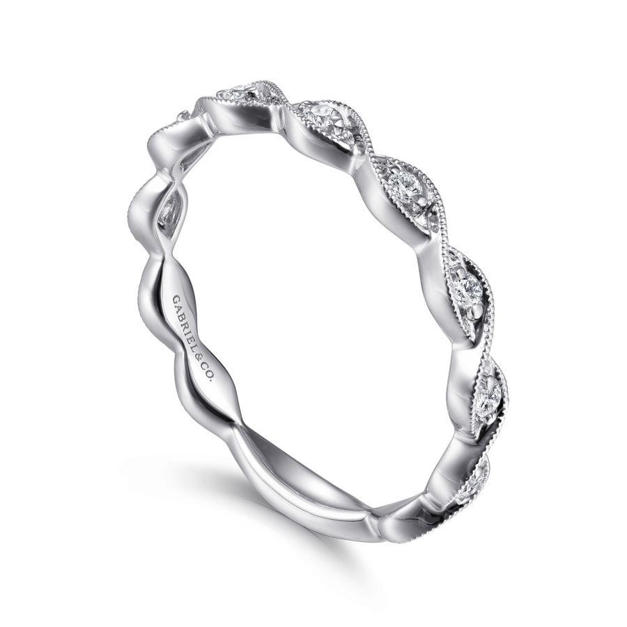 Gabriel & Co. 14K White Gold Stackable Twisted Diamond Ring