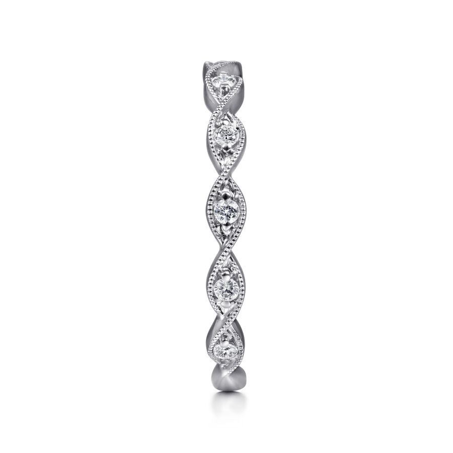 Gabriel & Co. 14K White Gold Stackable Twisted Diamond Ring