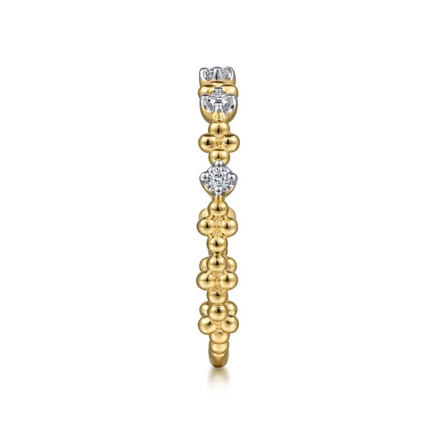 Gabriel & Co 14K Yellow Gold Diamond & Bujukan Bead Station Ring  Size 6.5