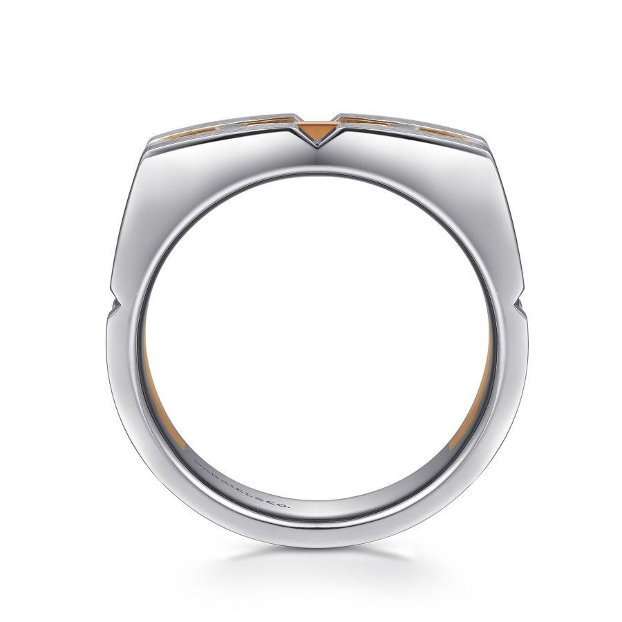 Gabriel & Co 14K White & Rose Gold Angular Ring   Size 10