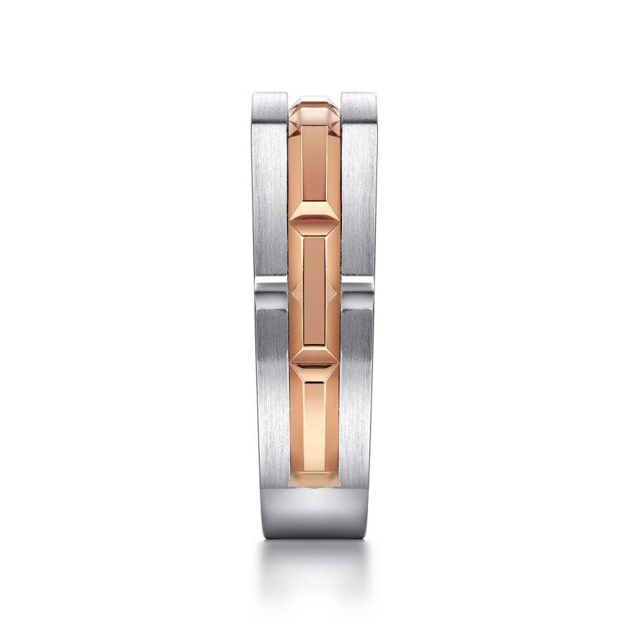 Gabriel & Co 14K White & Rose Gold Angular Ring   Size 10