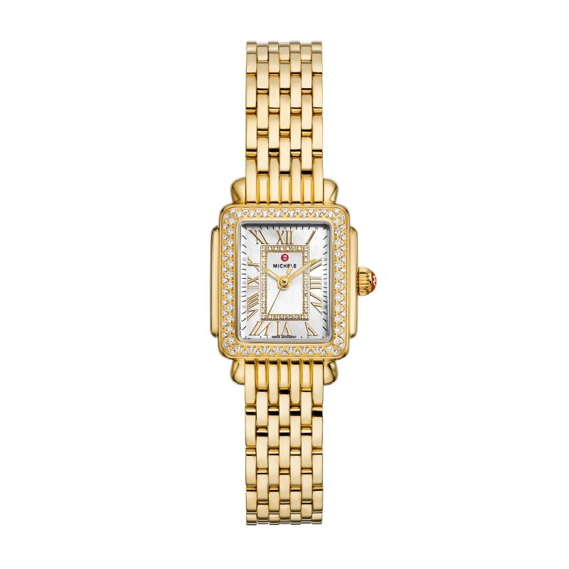 Michele Deco Madison Mini Diamond 18K Gold-Plated Watch
