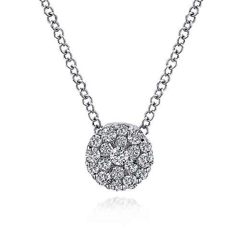 Gabriel & Co. 14K White Gold Pendant with 19 Round Diamonds 0.19 Tcw H-I SI2