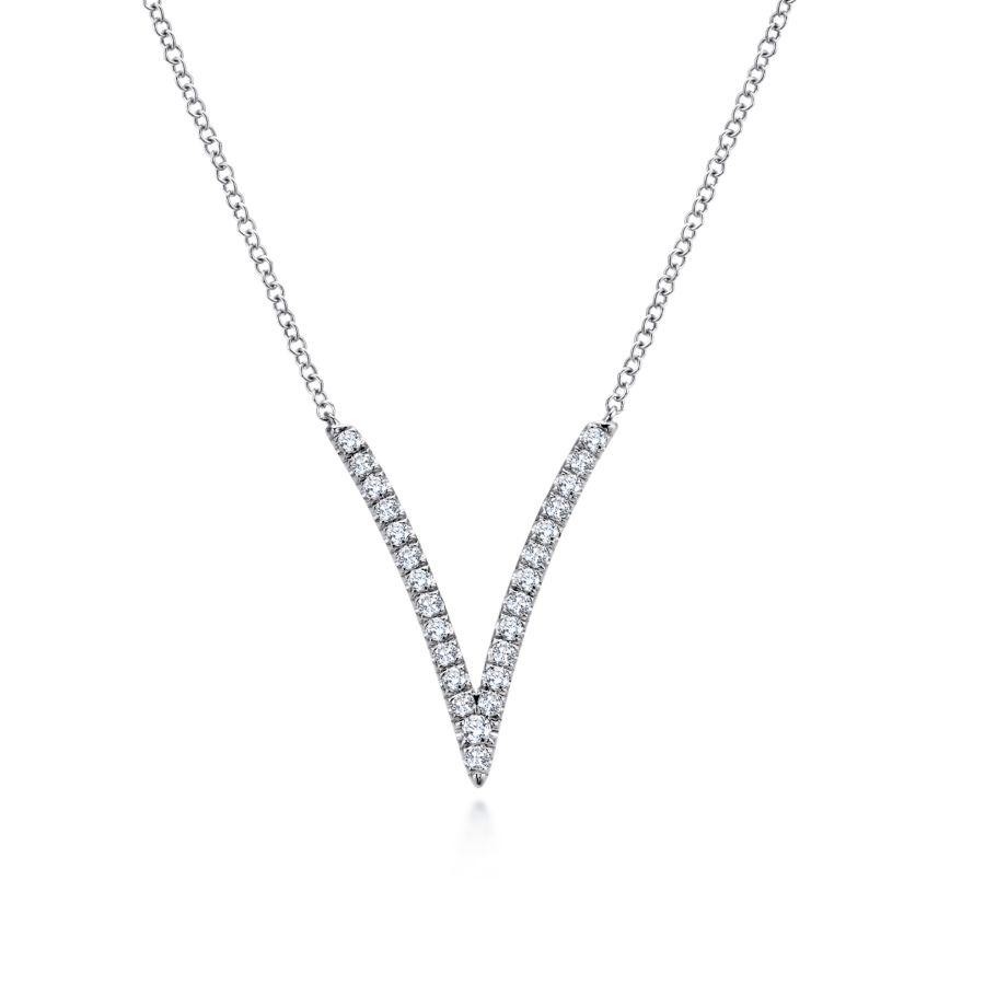 Gabriel & Co. 14K White Gold DIamond Chevron Necklace