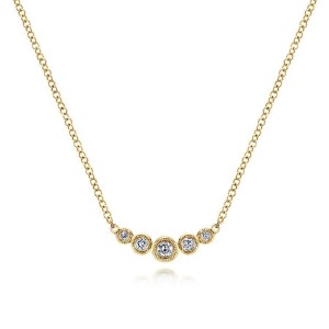 Gabriel & Co. 14K Yellow Gold Classic Curved Bezel Set Diamond Bar Necklace
