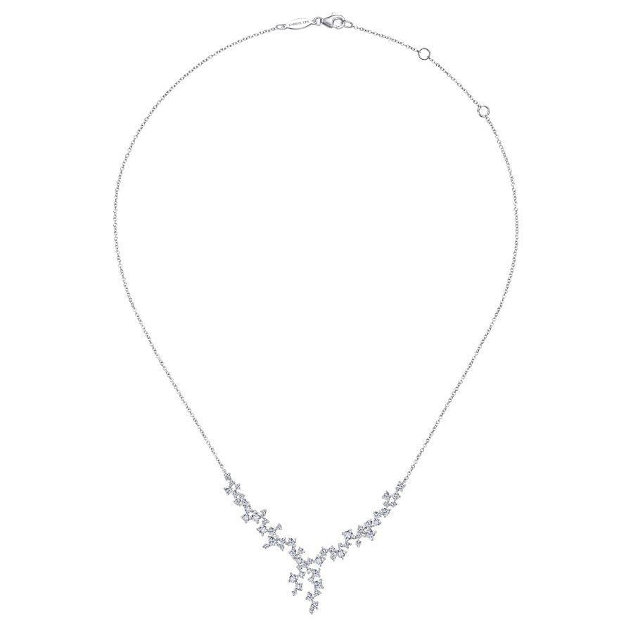 Gabriel & Co 18K White Gold Necklace with 60 Round Diamonds 2.35 Tcw H-I SI2