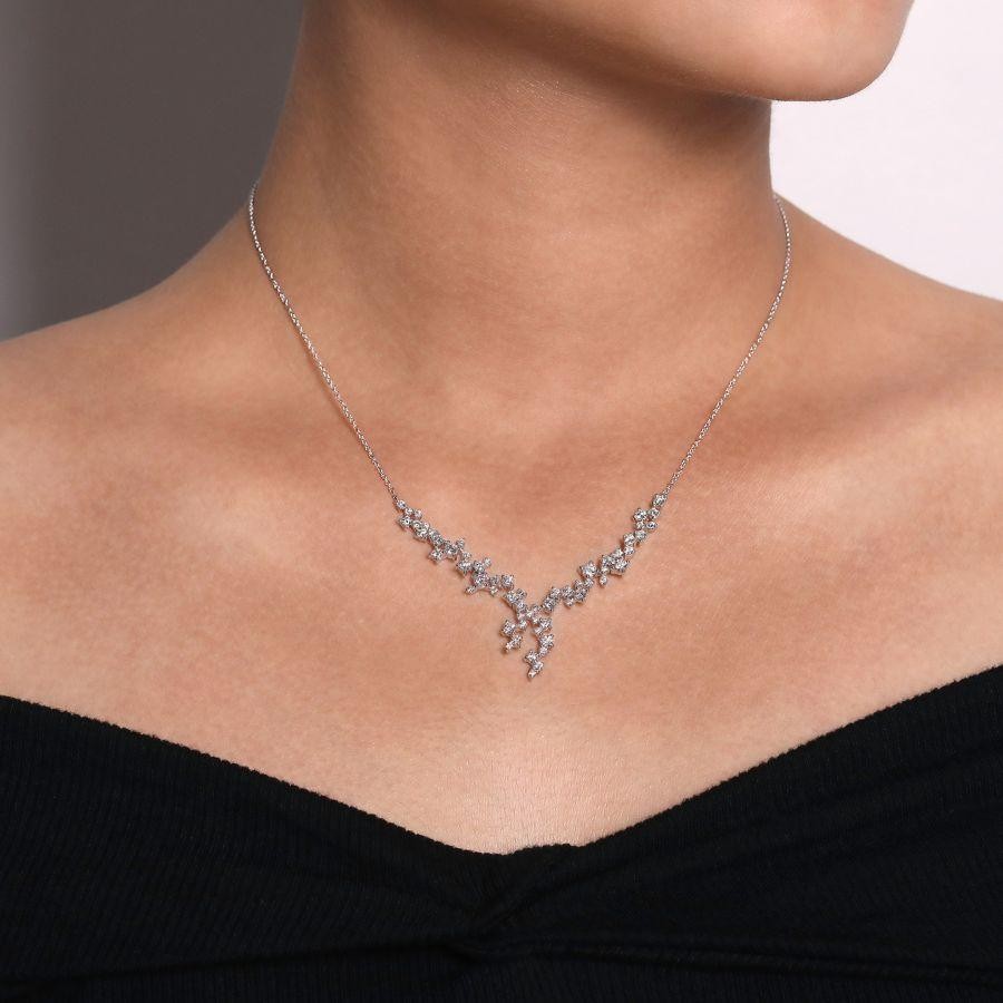 Gabriel & Co 18K White Gold Necklace with 60 Round Diamonds 2.35 Tcw H-I SI2