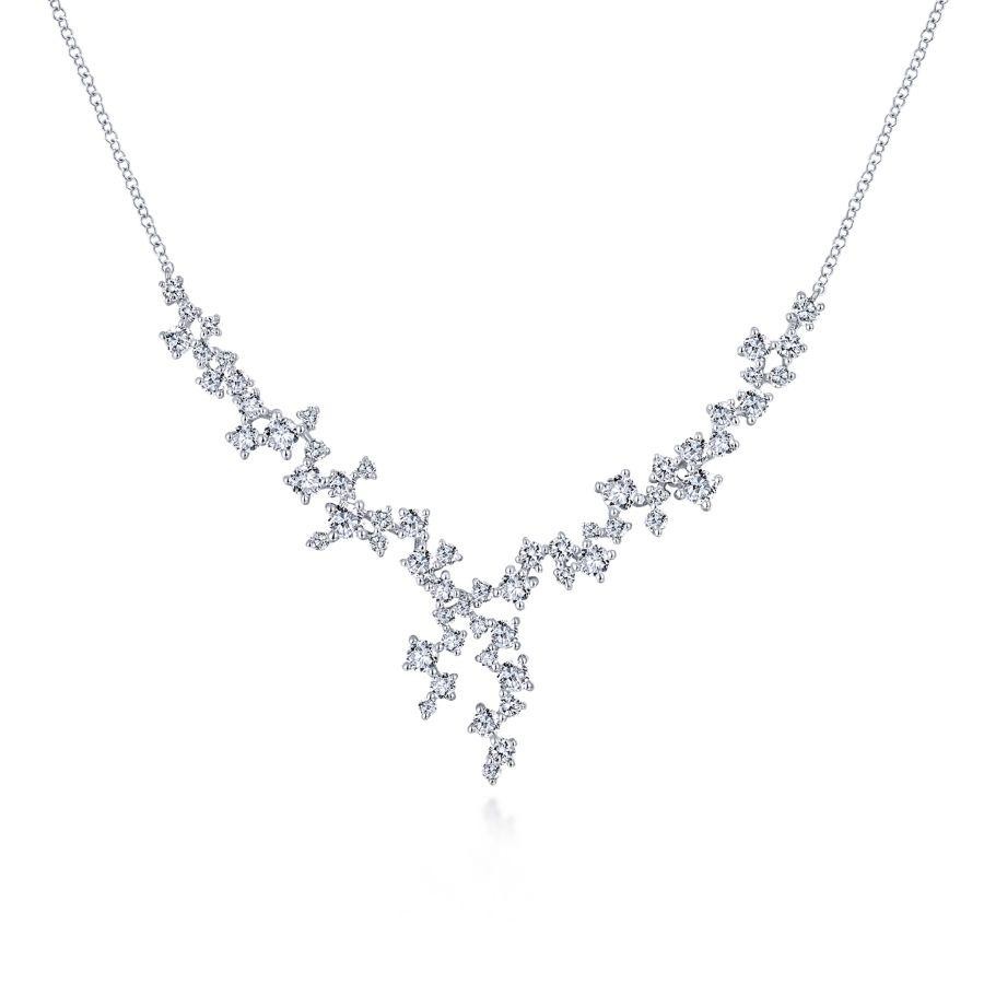 Gabriel & Co 18K White Gold Necklace with 60 Round Diamonds 2.35 Tcw H-I SI2