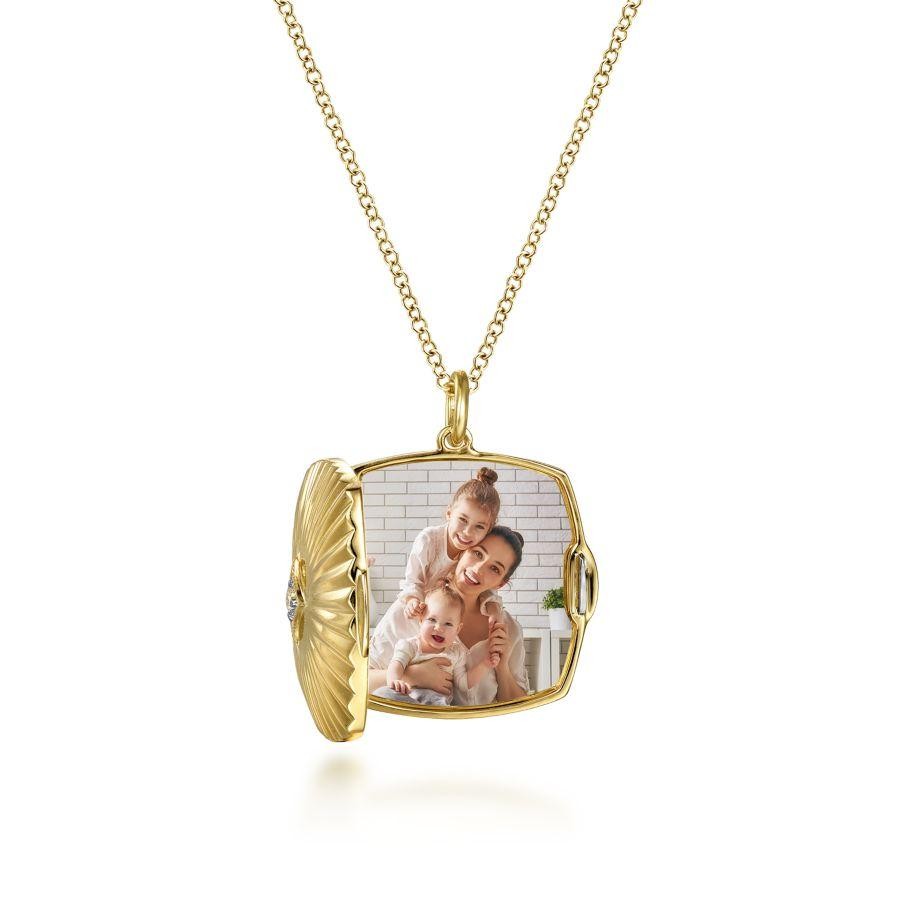 Gabriel & Co. 14K Yellow Gold Treasure Chests Textured Locket Necklace