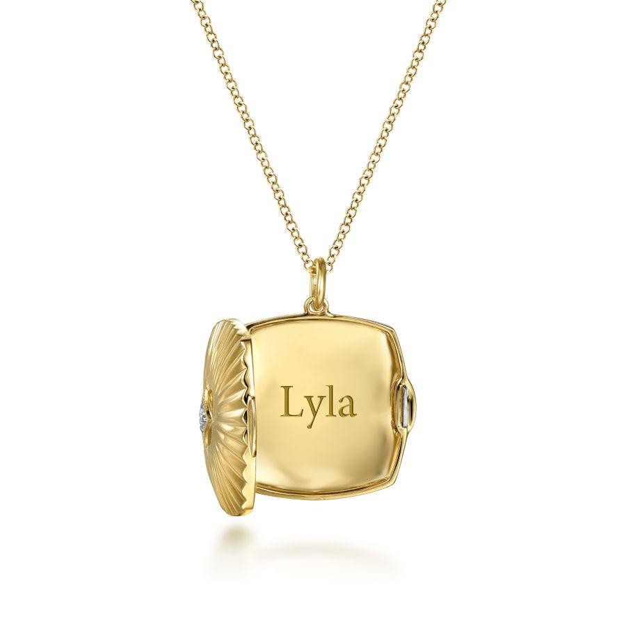 Gabriel & Co. 14K Yellow Gold Treasure Chests Textured Locket Necklace