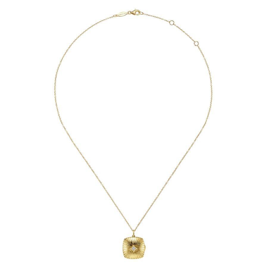 Gabriel & Co. 14K Yellow Gold Treasure Chests Textured Locket Necklace