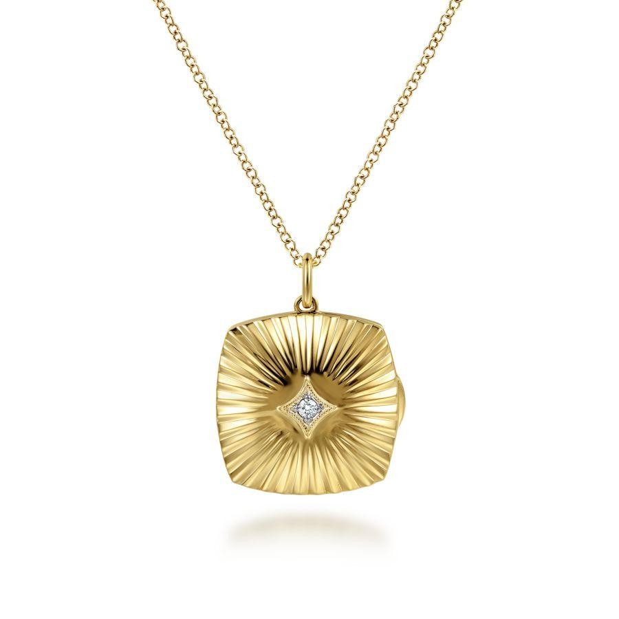 Gabriel & Co. 14K Yellow Gold Treasure Chests Textured Locket Necklace