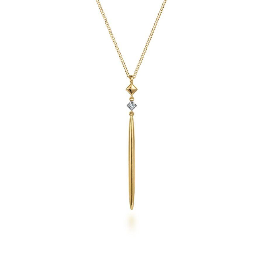 Gabriel & Co 14K Yellow Gold Diamond Pendant with 1 Round Diamond .03 Cts H-I SI2