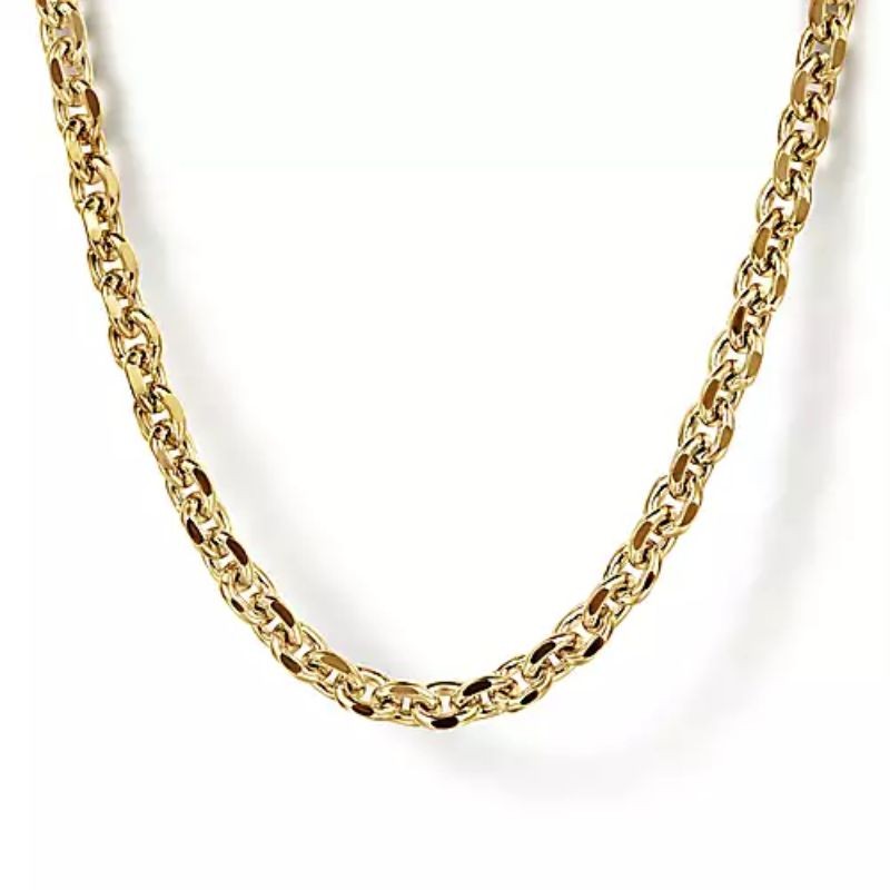Gabriel & Co 14K Yellow Gold Mens Link Chain Necklace  Length 22