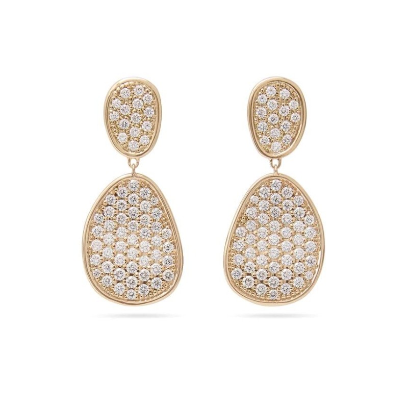 Marco Bicego 18K Yellow Gold Lunaria Earrings with Round Diamonds 2.41 Tcw G VVS-VS