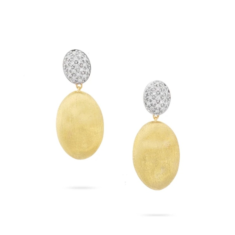 Marco Bicego 18K Yellow and White Gold Siviglia Grande Diamond Medium Drop Earrings