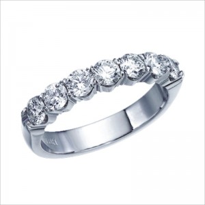 Romanza 14K White Gold Diamond Anniversary Band with 7 Round Diamonds 0.50 CTW F-G VS
