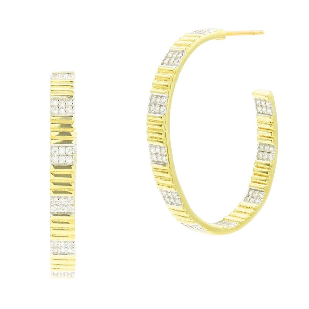 Freida Rothman S/S Textured Hoop Earrings