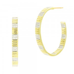 Freida Rothman S/S Textured Hoop Earrings