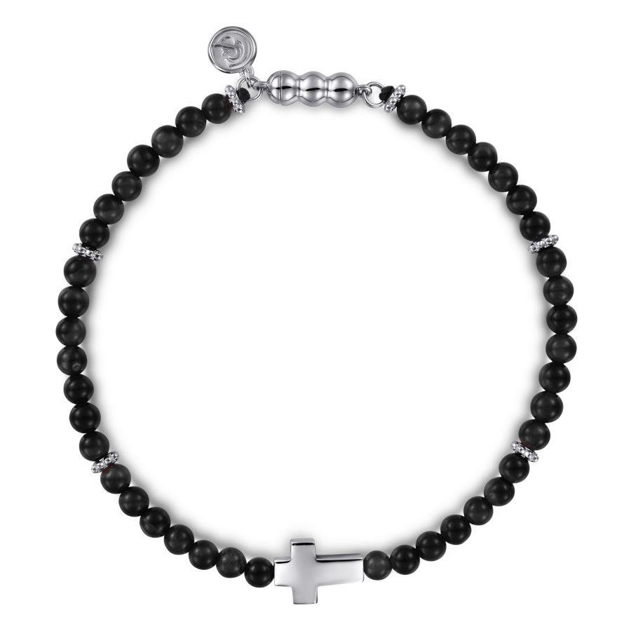 Gabriel & co. Sterling Silver Black Onyx Cross Bracelet  Size 8