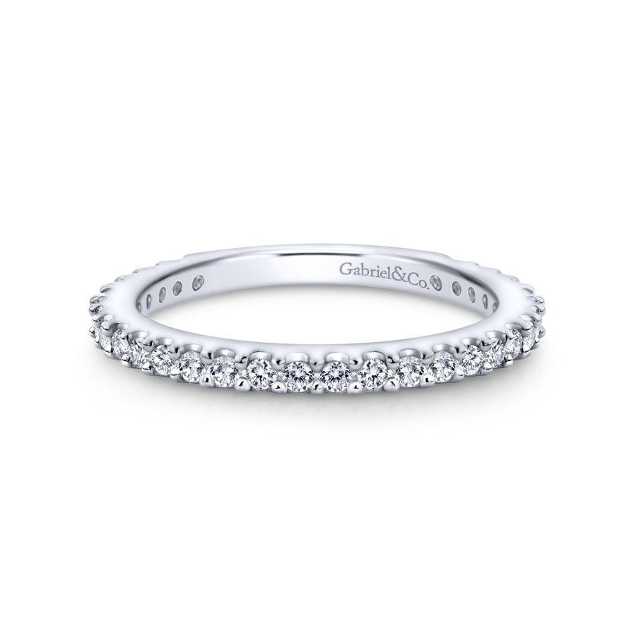 Gabriel 14K White Gold 3/4 Anniversary Band With 30 Round Diamonds 0.39 Tcw G-H Si2  Size 6.5
