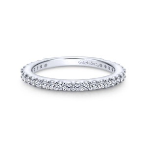 Gabriel 14K White Gold 3/4 Anniversary Band With 30 Round Diamonds 0.39 Tcw G-H Si2  Size 6.5
