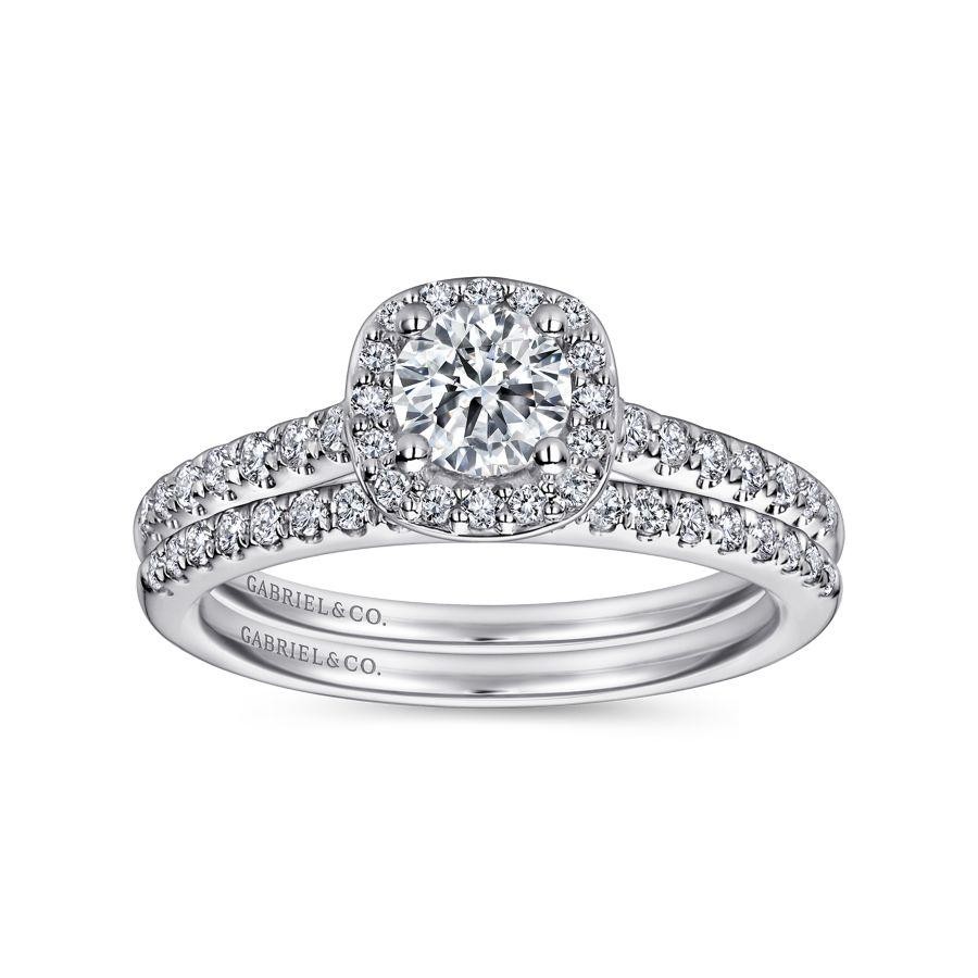 Gabriel & Co. 14K White Gold Contemporary Diamond Anniversary Band