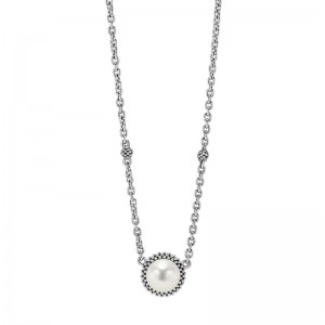 Lagos Sterling Silver Luna Pearl Pendant Necklace