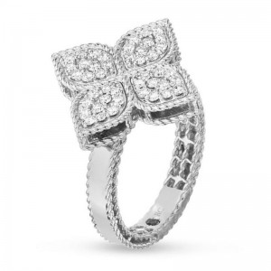 Roberto Coin 18K White Gold Princess Flower Diamond Fashion Ring