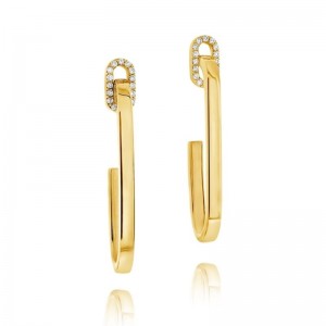 Roberto Coin 18K Yellow Gold Diamond Single Link Drop Earrings with Round Diamonds 0.21 Tcw G-H SI
