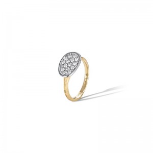 Marco Bicego 18K Yellow and White Gold Lunaria Collection Diamond Small East West Ring