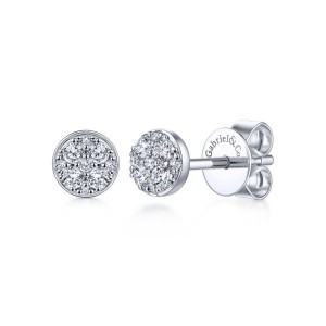 Gabriel & Co. 14K White Gold Classic Round Cluster Diamond Stud Earrings