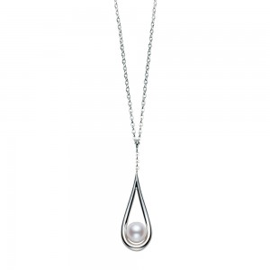 Mikimoto 18K White Gold Necklace with 1 Round Akoya Pearl A+ 6.5mm 18