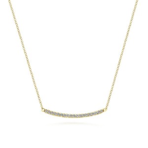 Gabriel & Co. 14K Yellow Gold Classic Diamond Pavé Curved Bar Necklace