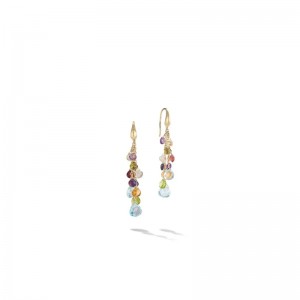 Marco Bicego 18K Yellow Gold Paradise Collection Mixed Gemstone Multi Strand Earrings