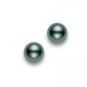 Mikimoto 18K White Gold Black South Sea Pearl Earrings A+ 9mm