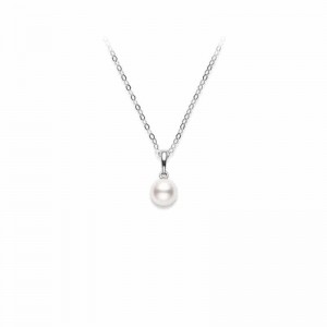 Mikimoto 18K White Gold Akoya Cultured Pearl Pendant Necklace