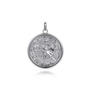 Gabriel & co Sterling Silver St. Christopher Protect Us Pendant