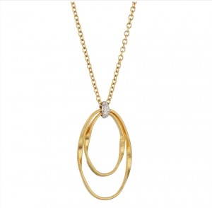 Marco Bicego 18K Yellow and White Gold Marrakech Onde Collection Diamond Concentric Small Pendant Necklace