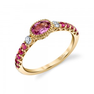 18 K Pink Sapphire & Diamond Ring