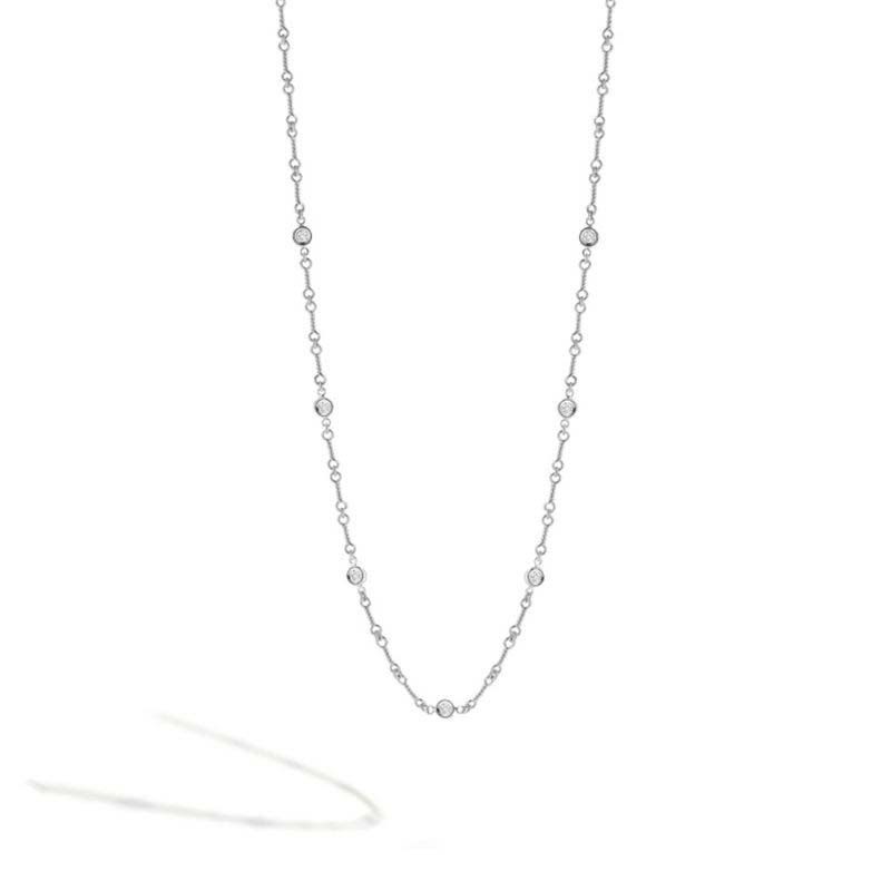 Roberto Coin 18K White Gold Diamonds by the Inch Dog Bone Chain Diamond Station Necklace