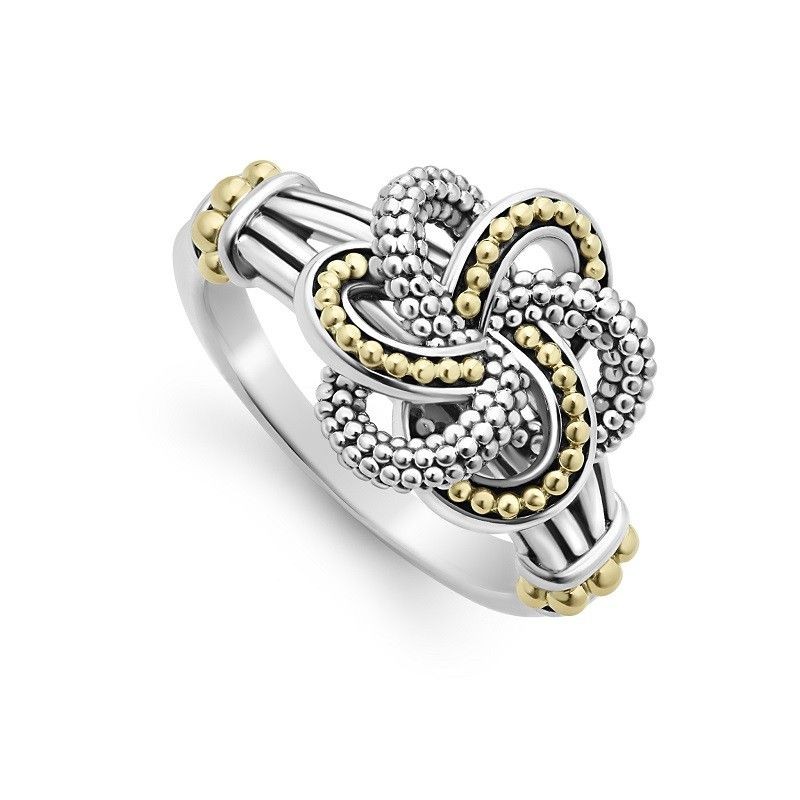 Lagos S/S & 18K Yellow Gold Love Knot 15mm Ring - Size 7